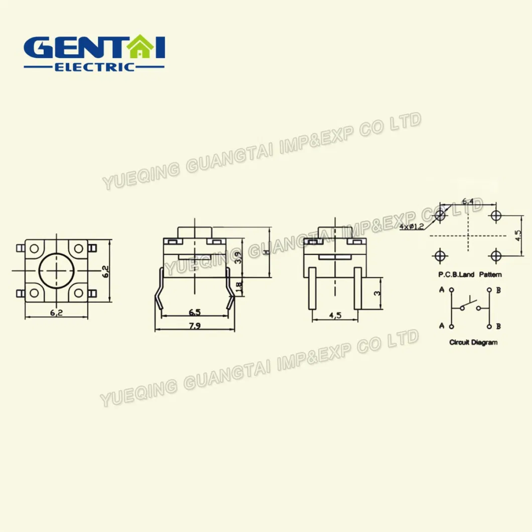 Waterproof 6*6mm Tactile Switch with DIP Type